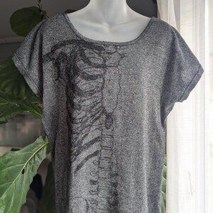 Iron Fist Glam Wishbone Zip Back Top - Pewter Metallic
